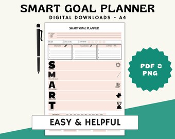 Pink Life Goal Planner: Smart Goal Worksheet (Printable PDF)