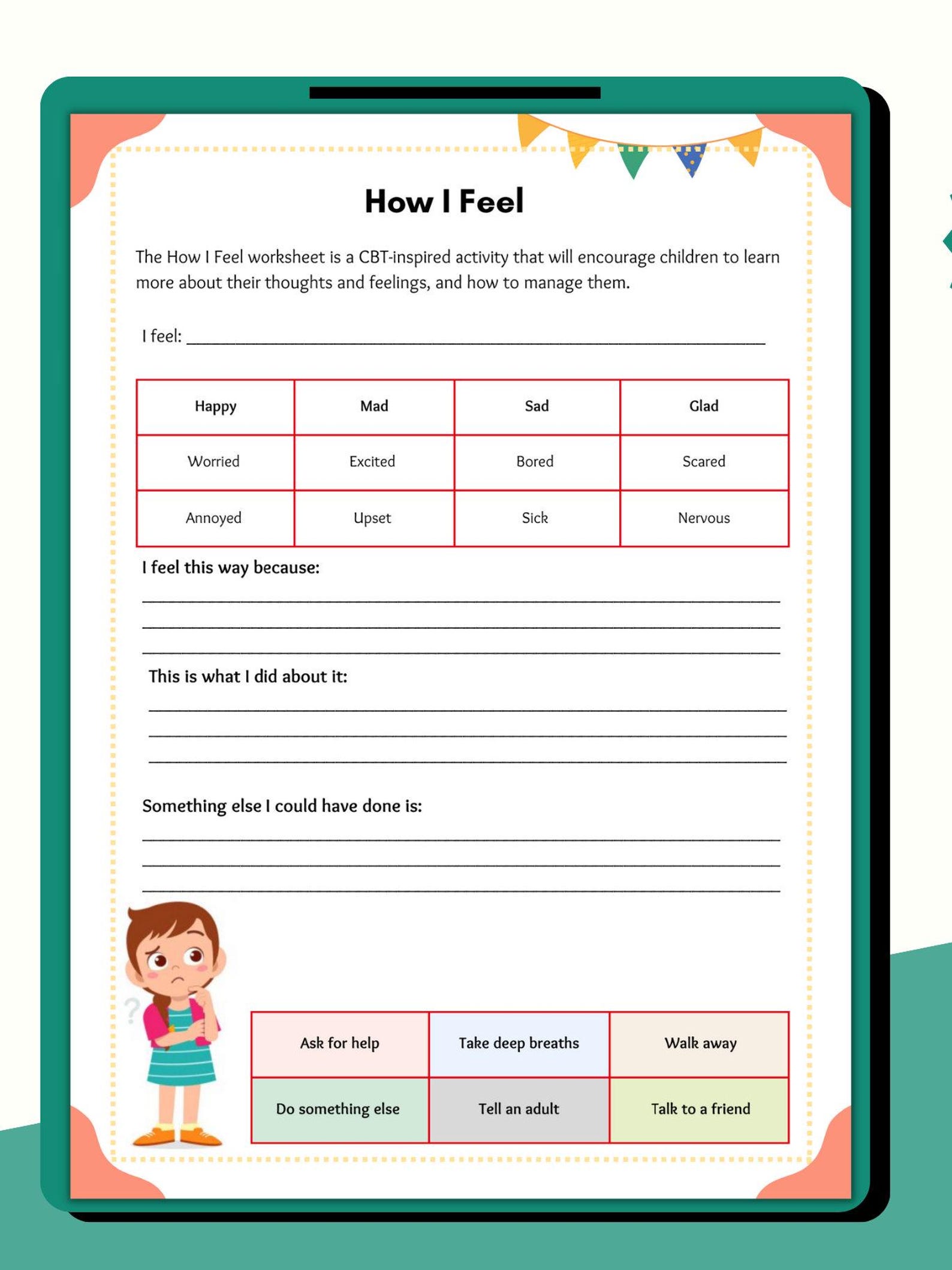 CBT Anxiety Relief Worksheet: Kids Therapy for Worries (printable PDF) - Etsy
