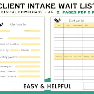 Onboarding New Client Processing Form (Yellow), New Client Intake Form, Client Printable PDF, Psychotherapist Documentation, Therapy Tools