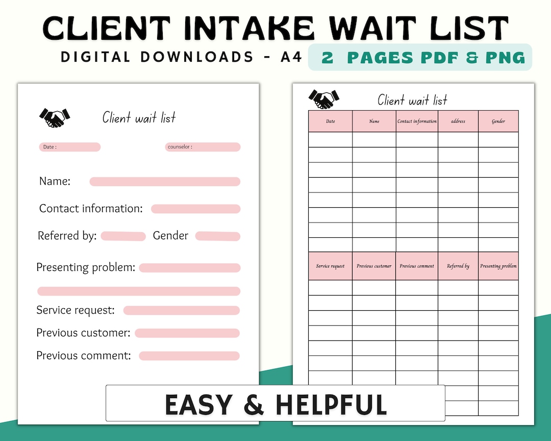 Therapy Intake Checklist.pdf Therapist Client Intake Form: Psychotherapist Printable (PDF) - Etsy