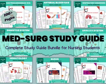 Nursing School Study Guide Bundle: Lab Values, Med-Surg Notes (Digital Download)