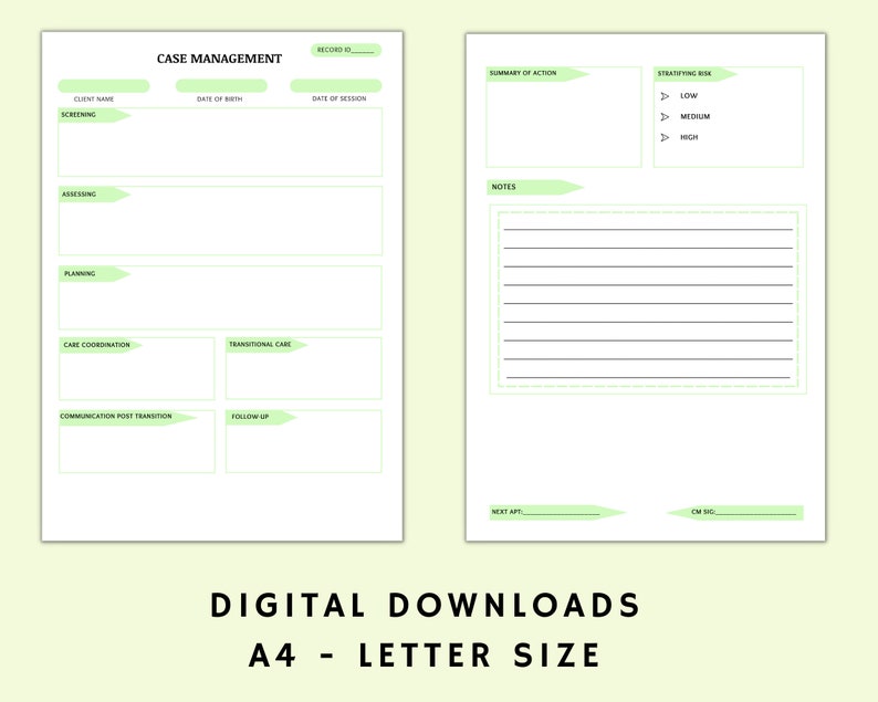 Case Managment green, Printable Form, CM Desktop Reference, Verbiage