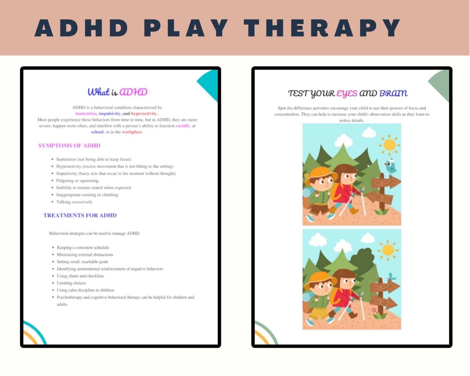ADHD Play Therapy Worksheets Activity for Kids Psychologist - Etsy