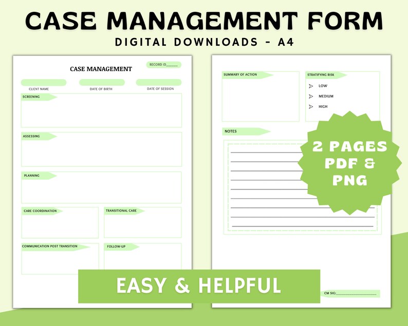 Case Managment green, Printable Form, CM Desktop Reference, Verbiage