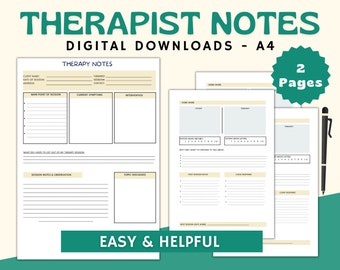 Therapy Notes Planner: Mental Health Journal, A4 Printable (PDF & PNG)
