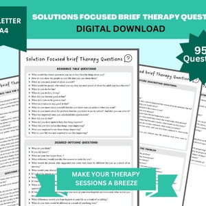 Solution Focused Brief Therapy Questions, Fundamentals, MedSurg, Pharmacology, Ob Maternity, Pediatrics Counselors or Social Workers,