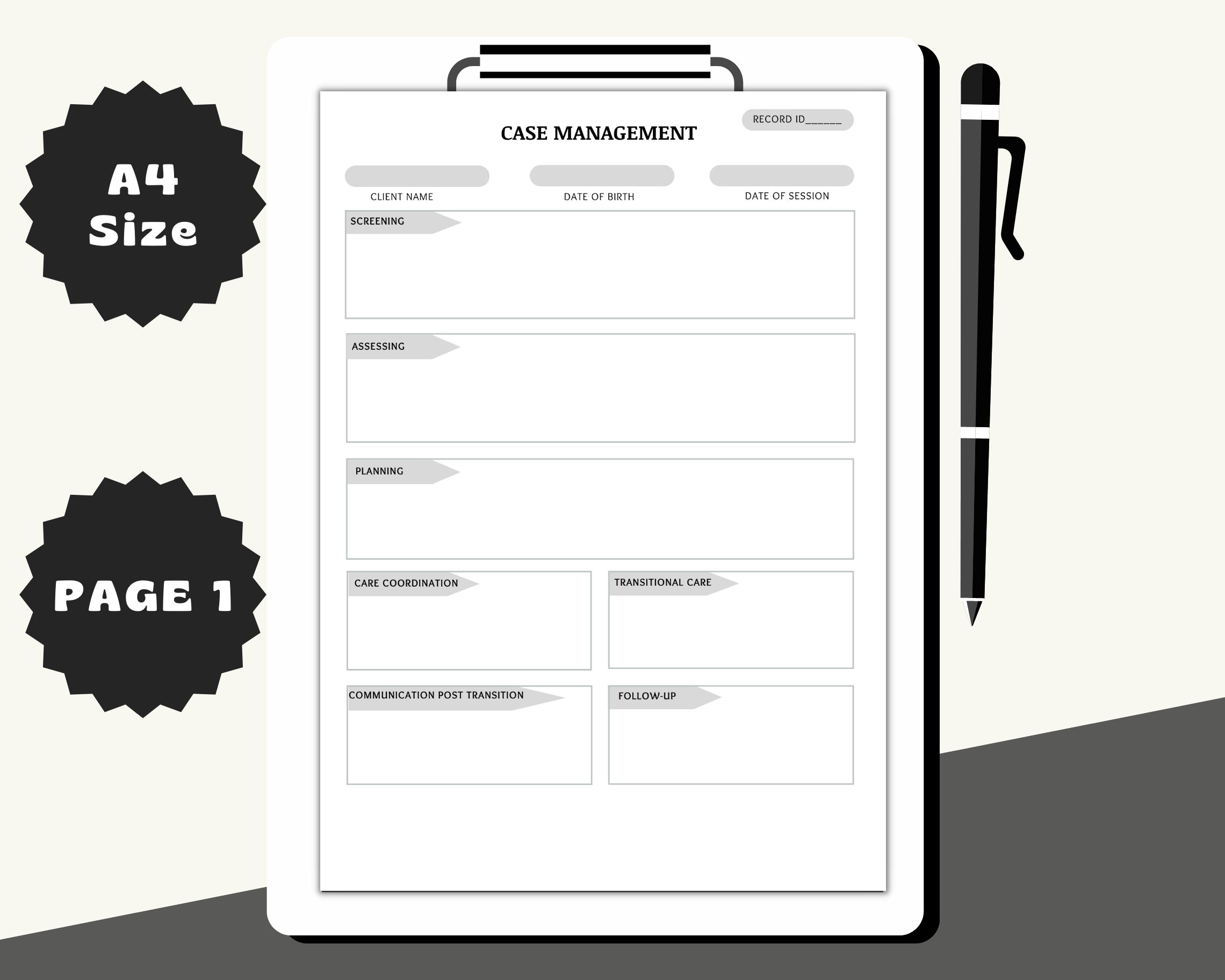 Case Management Form: Client Documentation Template (printable PDF) - Etsy