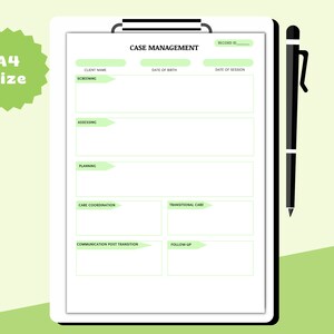 Case Management Form: Client Documentation Template (printable PDF) - Etsy