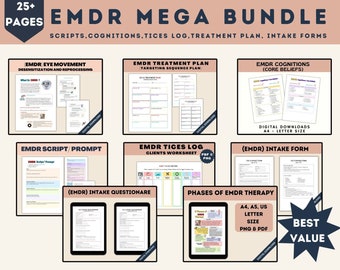 EMDR Therapy Mega Bundle: Scripts, Worksheets, Treatment Plan (Printable PDF)