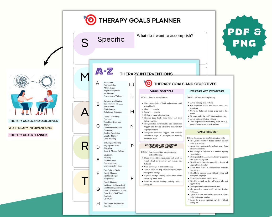 Therapy Goals Planner and Objectives Therapist Tool for Goal Etsy