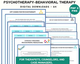 Psychotherapy Reference Sheets: Therapist Clinical Tools (Digital Download)