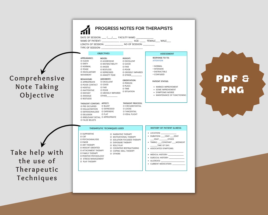 Progress Notes for Therapist , Client Progress Note, Printable Template ...
