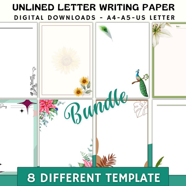 JW Letter Writing Paper Bundle, Printable Writing Paper, Ministry Supplies, Writing Sheets, A4, US Letter, Digital Download, Lined & Blank