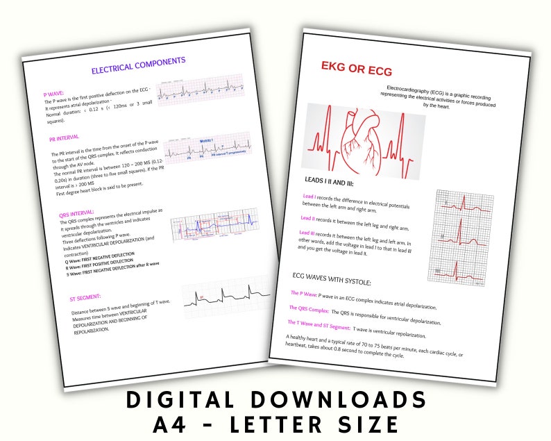 EKG ECG Bundle Electrocardiogram ecg Reference Approaches Etsy