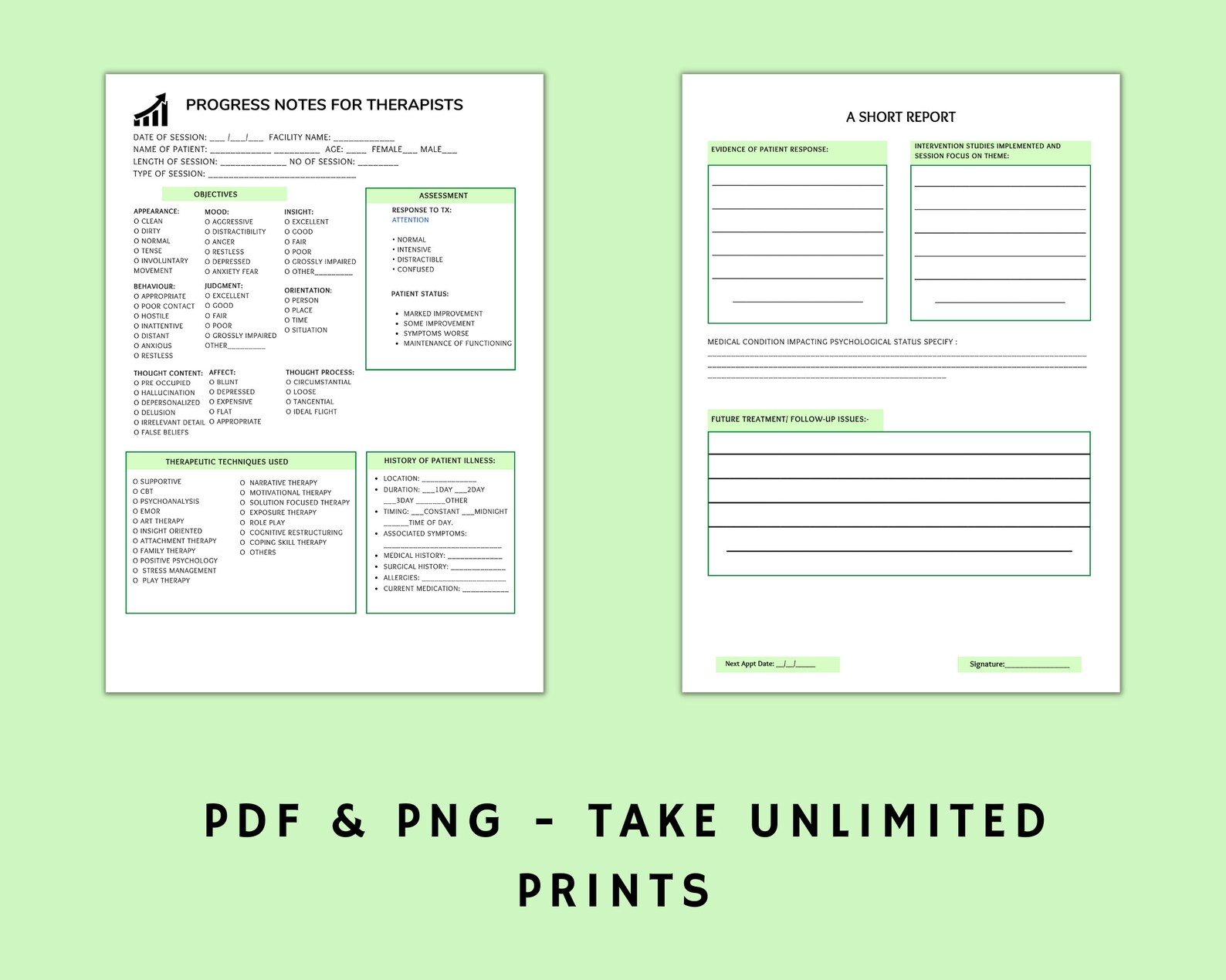 Therapist Progress Notes Template: Printable Therapy Documentation (PDF ...