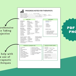 Therapist Progress Notes Template: Printable Therapy Documentation (PDF ...
