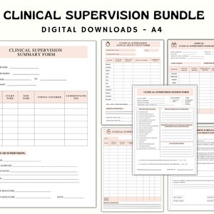Clinical Supervision Session Forms, Hours Log Book, Assessment Template, Therapy Session, Customizable Supervision Session Form and