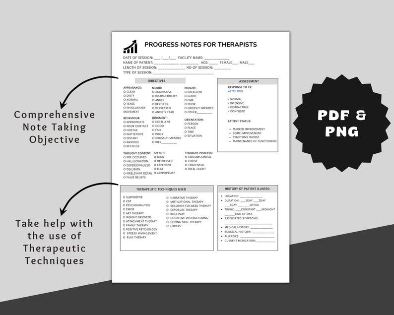 Therapist Progress Notes Template: Printable Patient Tracker (A4) - Etsy