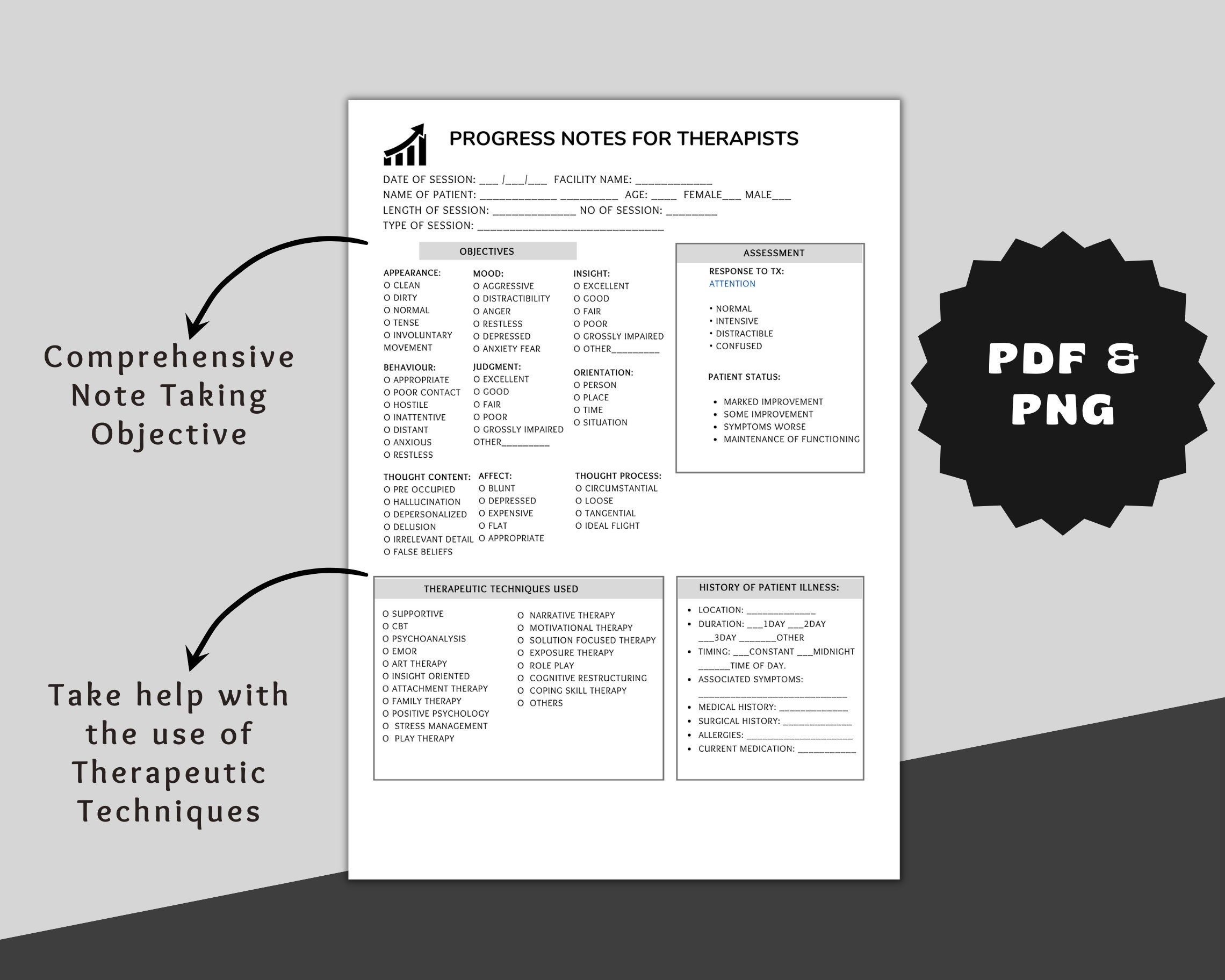 Therapist Progress Notes Template: Printable Patient Tracker (A4) - Etsy