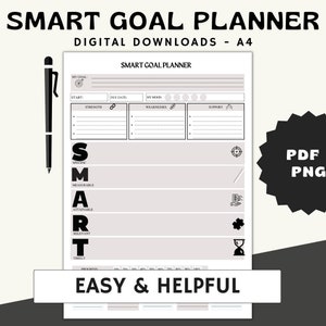 Smart Goal Planner (Gray), Goal Setting Worksheet, Therapist Tool for Goal Setting,  Goal Setting Planner, Goal Worksheet, Smart Goals