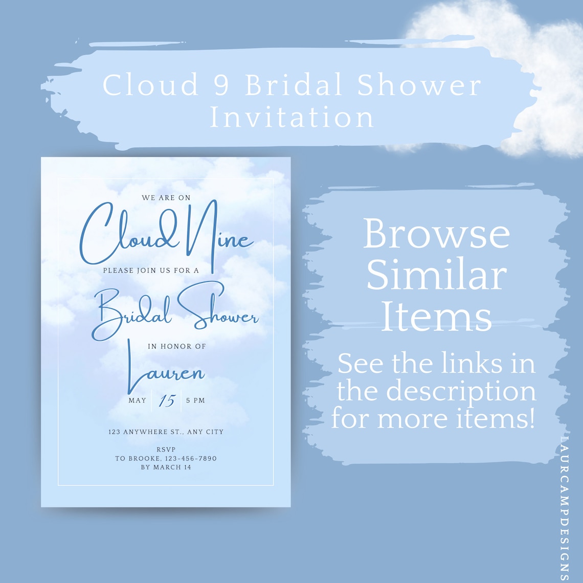 On Cloud Nine Themed Invitation Bridal Shower, Baby Shower, Birthday On Cloud Nine Themed Invitation Bridal Shower, Baby Shower, Birthday