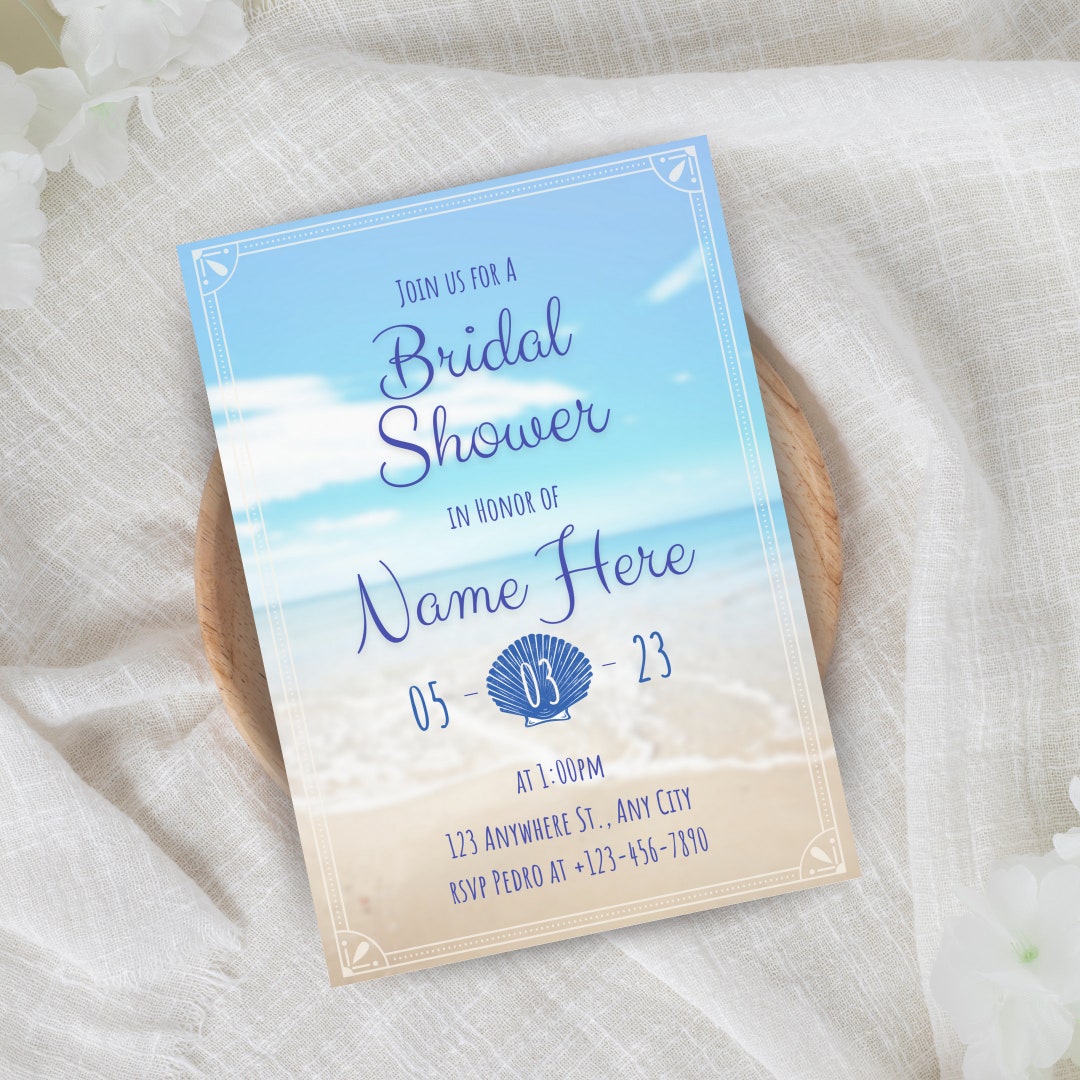 Beach Theme Bridal Shower Invitation- Birthday, Pool, Summer Party ...