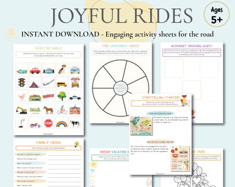 Kids Activity Sheets, Activity for Car Rides, Road Trip, Family Trivia Game, Creativity, Worksheets, Anxiety, Connection, Conversations