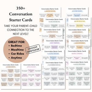 350 Conversation Cards for Kids, Conversation Starters, Family Dinner, Activities for Kids, Family Conversation Cards, Road trip, Icebreaker