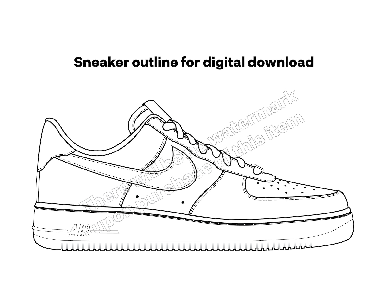 Low-top AF1 Sneaker Outline Professional Eps, Pdf, Svg, Png, Jpg, Dxf ...