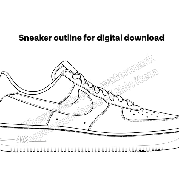 Low-top AF1 Sneaker Outline | Professional | eps, pdf, svg, png, jpg, dxf | Instant digital download | Clipart, vector, cricut