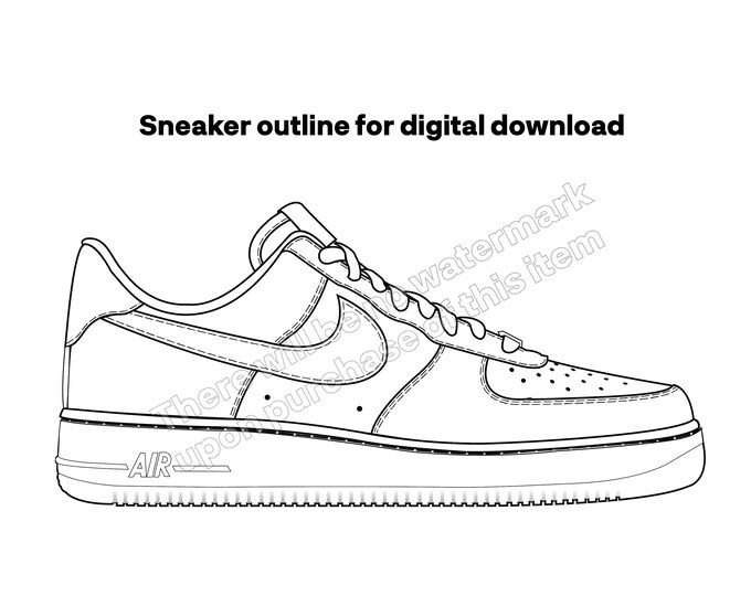 NIKE Air Force 1 Sneaker-inspired Digital Coloring Page Printable Art ...