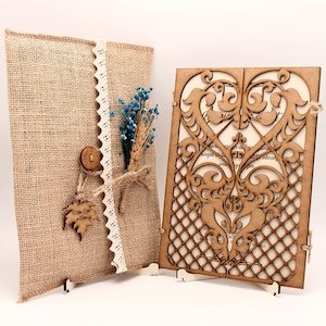 Vintage lasercut houten bruiloft uitnodiging, luxe minimalistische rustieke gepersonaliseerde bruiloft uitnodigingskaart, bruiloft uitnodigingskaart, elegante uitnodiging