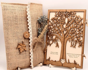 Tree wedding invitation,rustic lasercut wooden invitation,luxury minimalist custom wedding invite card, wedding invitation suite