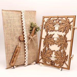 Suite rústica vintage de madera cortada con láser para invitaciones de boda, tarjeta de invitación de boda personalizada minimalista de lujo