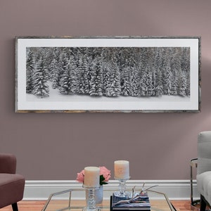 FLORESTA SERENA DE NEVE | Impressão giclée de belas artes da paisagem de inverno do Vale de Aosta | Fotografia panorâmica em papelão Premium Fine Art