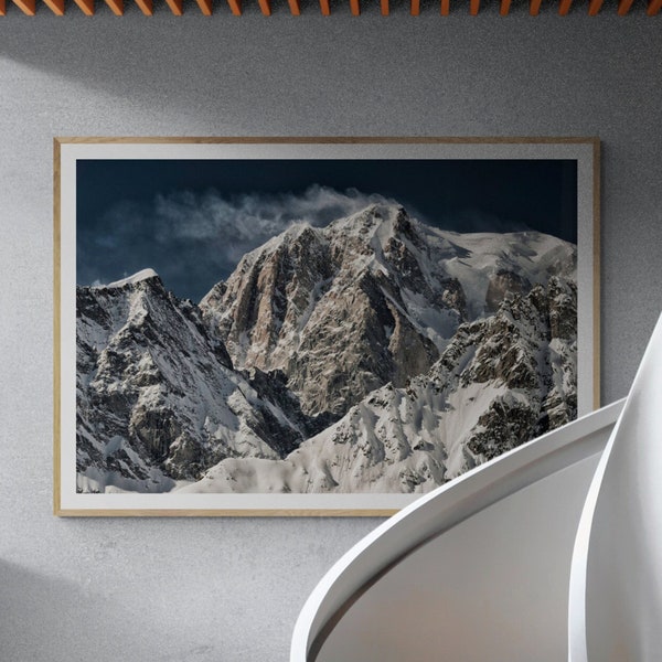 Mont Blanc - Photo haute montagne - alpinisme - Courmayeur - Vallée d'Aoste, Alpes italiennes, tempête de neige