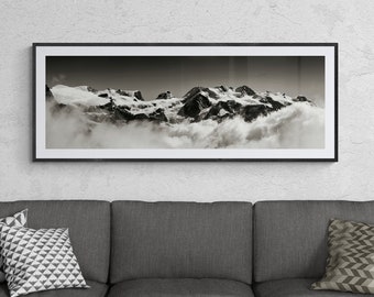 BERG FOTO&#39;S, BERG poster, Monte Rosa print, bergfotografie - Mont Rose en Valle d&#39;Aosta landschap print, Champoluc en Ayas