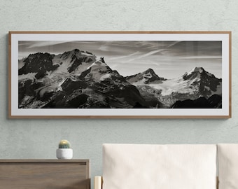 Bergfotografie Gran Paradiso, Aostavallei, Italiaanse Alpen, Fine Art, Giclée - bergfotografie, zwart-wit Aosta, gletsjer, grote hoogte