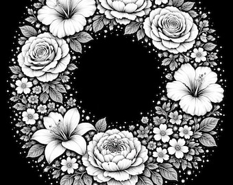 Midnight Botanical Adult coloring pages