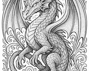 Dragon Coloring Pages for Adults.