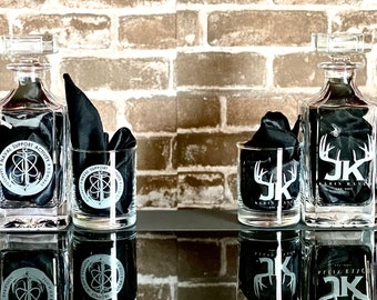 Custom Engraved Decanter Set | Corporate Gift Idea | Closing Gift Idea | Branding Gift | Company Logo Gift  Package | Luxury Decanter Set |