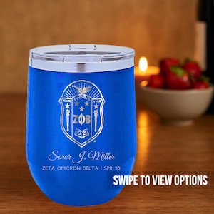 Zeta Phi Beta Wine Tumbler – 12 oz Engraved Sorority Gift | Custom Zeta Cup