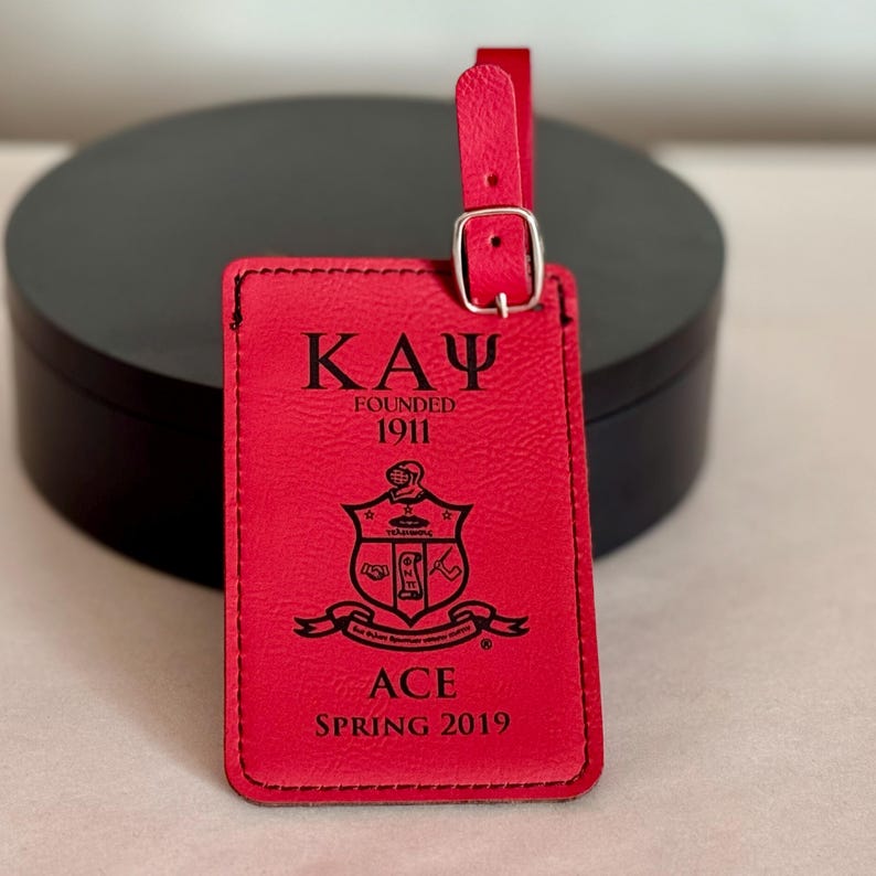 Psi Tags Kappa Alpha Psi Custom Engraved Leather Luggage Tag: Personalized ...