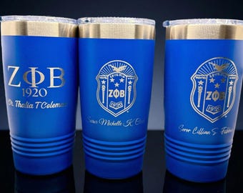 Vaso Zeta Phi Beta de 20 oz, licencia oficial, escudo o letras grabadas, vaso personalizado