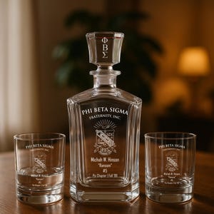 Custom Engraved Phi Beta Sigma Engraved Decanter Set