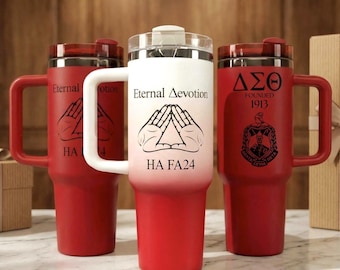 Delta Sigma Theta 40oz Tumbler With Handle, Standard or Personalized, Choose Color, Sorority Gift