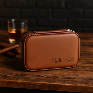 Custom Fraternity Leather Travel Cigar Case – Personalized Engraved Cigar Holder