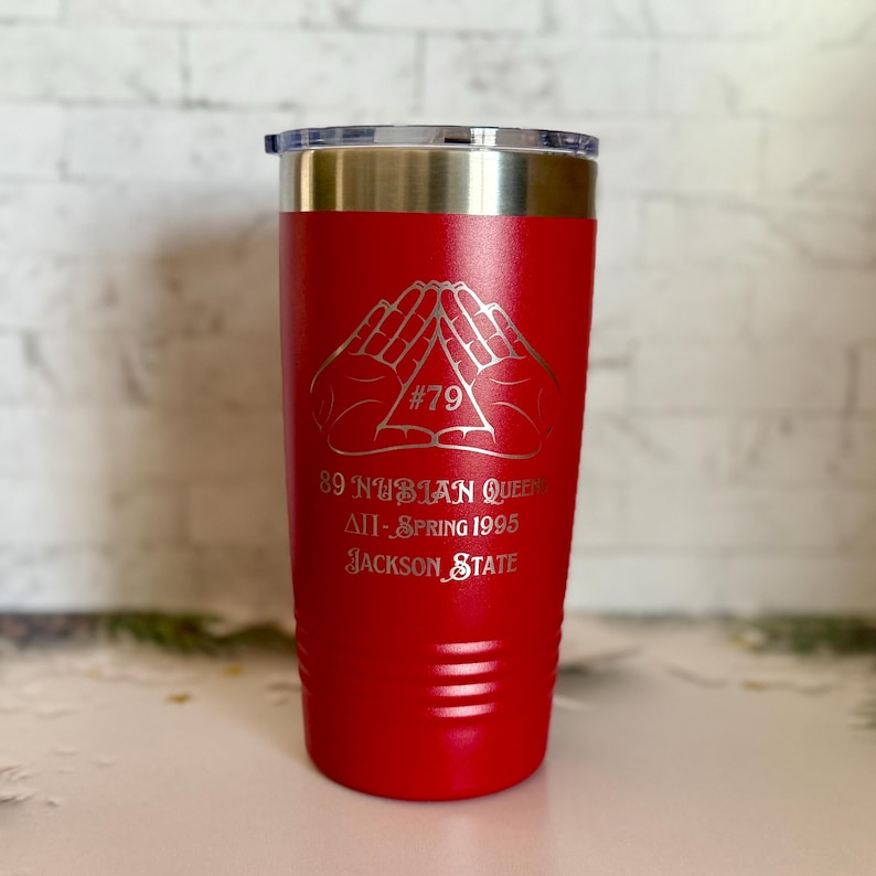 Vaso Delta Sigma Theta de 20 oz, estándar o personalizado, escudo grabado, color a elegir, regalo para hermandad imagen 9