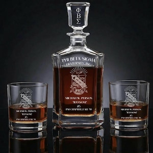 Phi Beta Sigma Decanter Set, Engraved 750ml Decanter, Standard or Personalized, Fraternity Gift