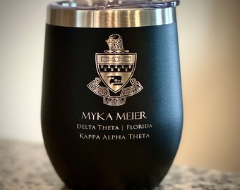 Custom Engraved Kappa Alpha Theta Wine Tumbler